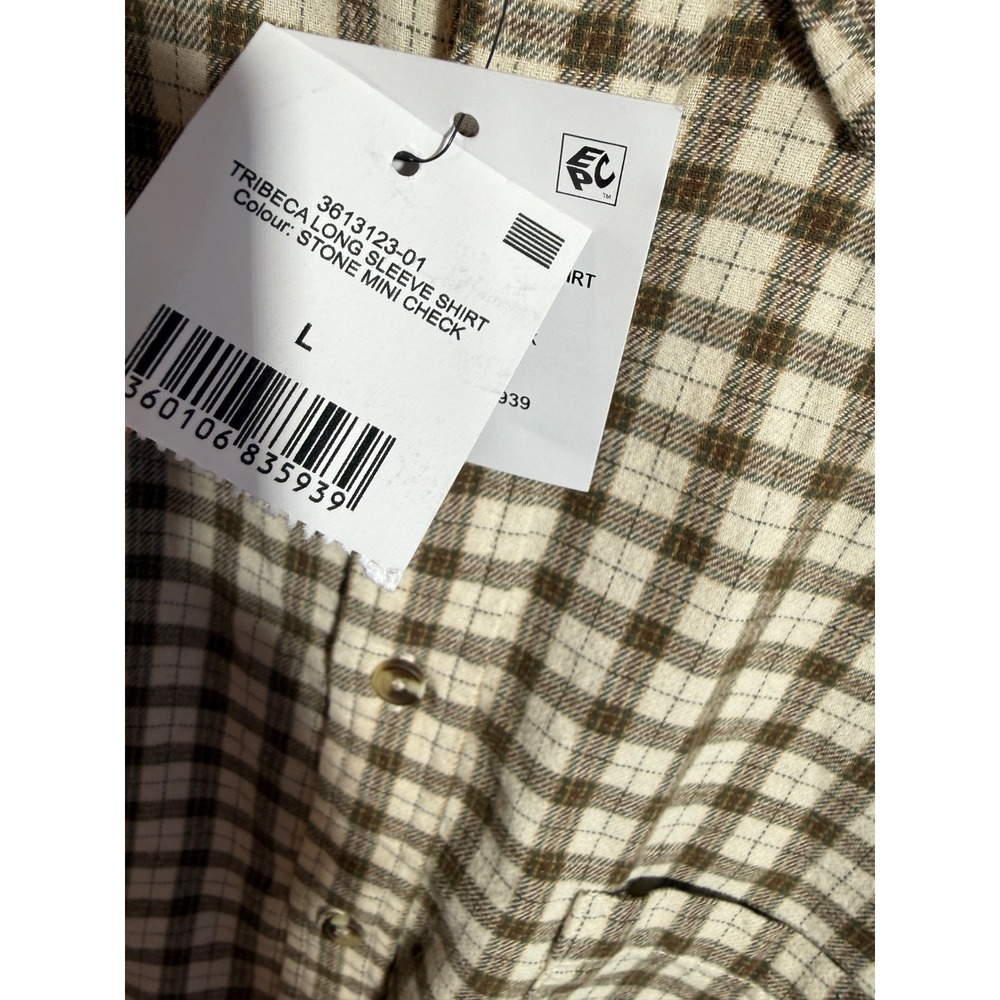 Cotton on Men's Tribeca Oversized Long Sleeve Shirt Stone Mini Check L - Picture 15 of 16